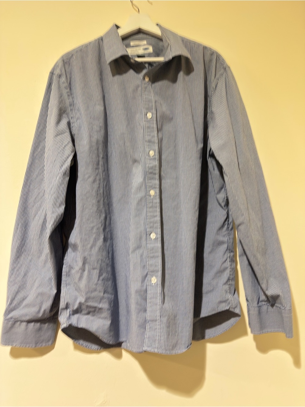 Old Navy Men's Light Blue Micro-Check Dress Shirt
